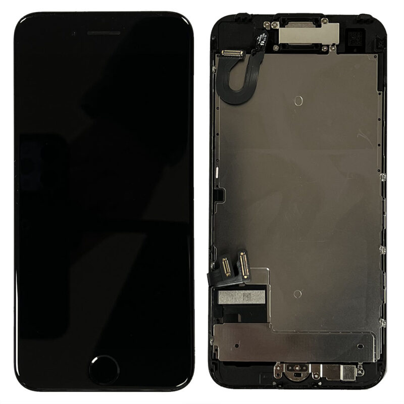 LCD Screen & Touch Digitiser With Front Camera & Speaker For iPhone 7 - Black - OEM Pulled