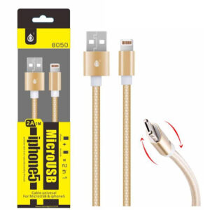 2A 1 Metre iPhone & Micro USB Reversible Charge / Data Sync Cable – Retail Packed