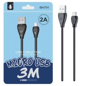 2A 3 Metre Micro USB Charge / Data Sync Cable – Retail Packed