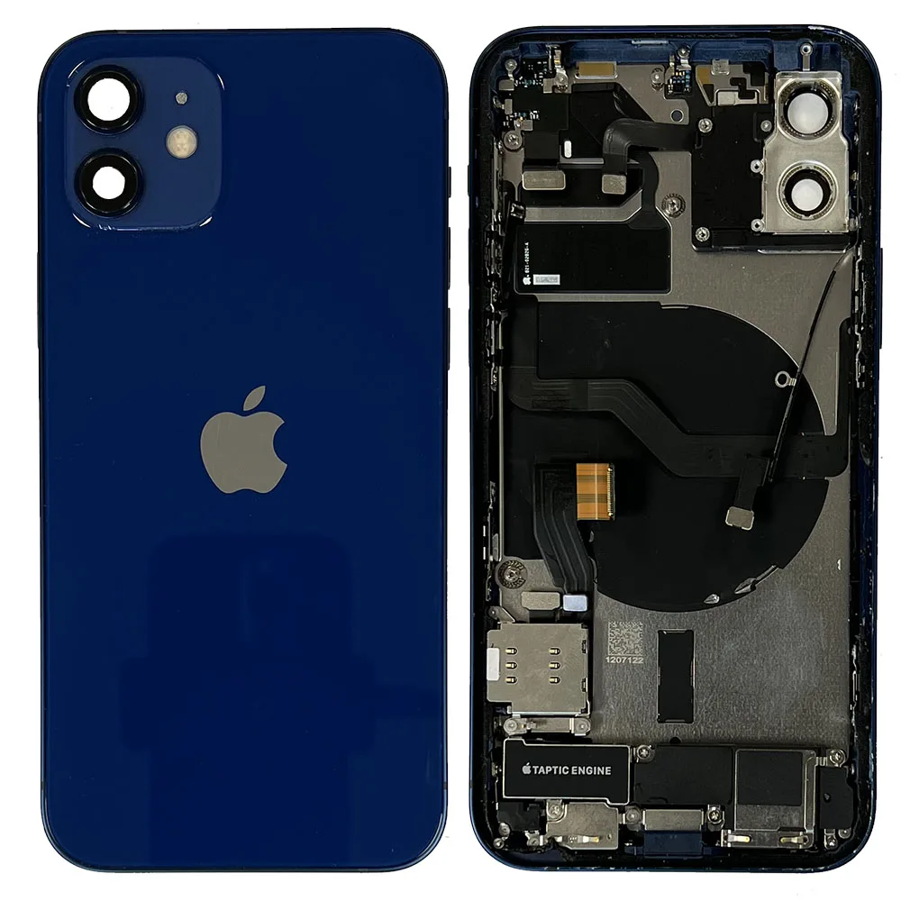 iph12bluehouse-1.jpg Rear Back Housing With Parts For iPhone 12 - Blue - OEM Pulled