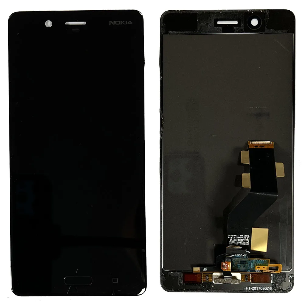 nokia8lcd.jpg LCD Screen & Touch Digitiser With Home Flex For Nokia 8 - OEM Pulled
