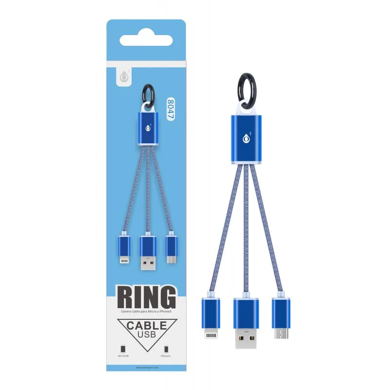 8047blue.jpg Keychain 2 in 1 USB Data Cable