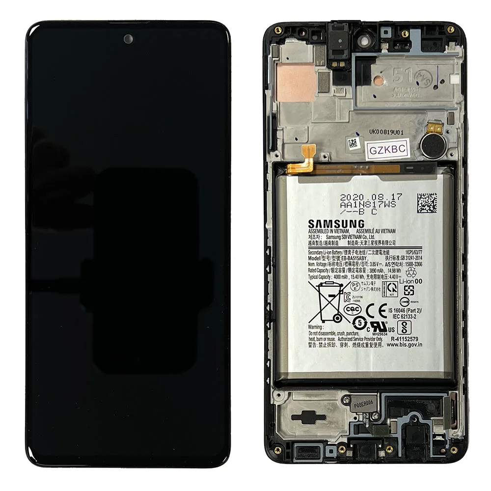 a51oemlcd.jpg LCD Screen & Touch Digitiser With Frame & Battery For Samsung A515 Galaxy A51 - OEM Pulled