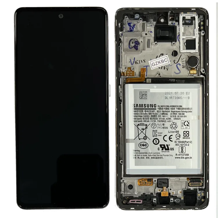 LCD Screen & Touch Digitiser With Frame & Battery For Samsung A526B Galaxy A52 5G - Silver - OEM Pulled