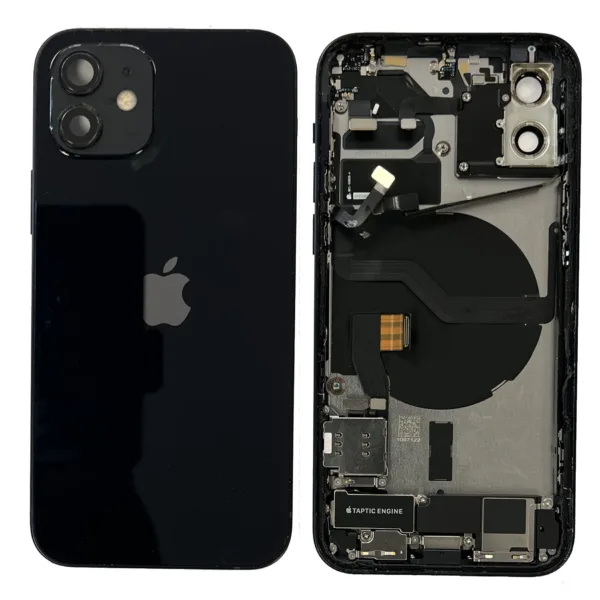 Rear Back Housing With Parts For iPhone 12 - Black - OEM Pulled
