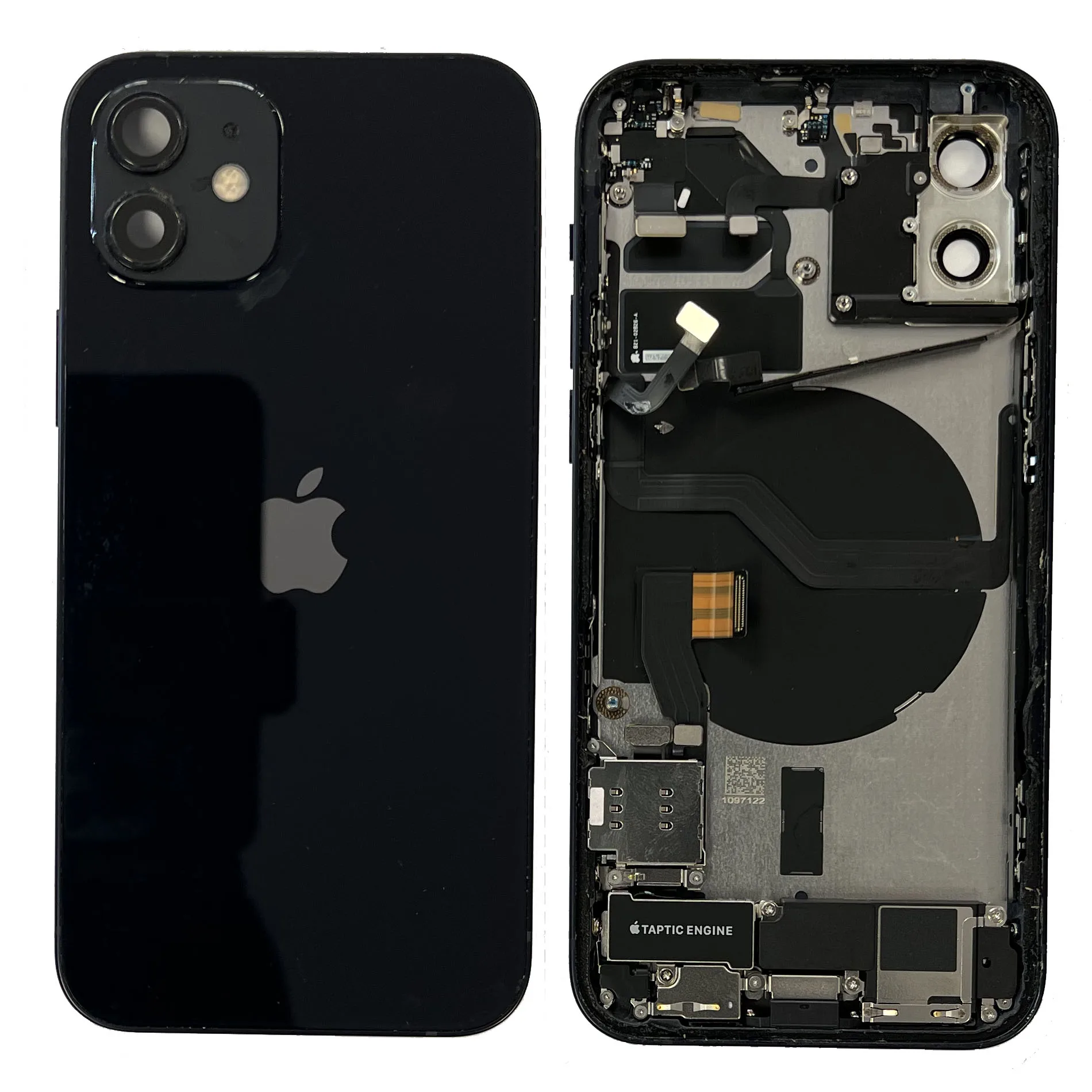 hseiph12blk.jpg Rear Back Housing With Parts For iPhone 12 - Black - OEM Pulled