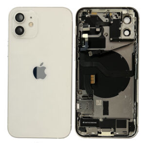 Rear Back Housing With Parts For iPhone 12 - White - OEM Pulled