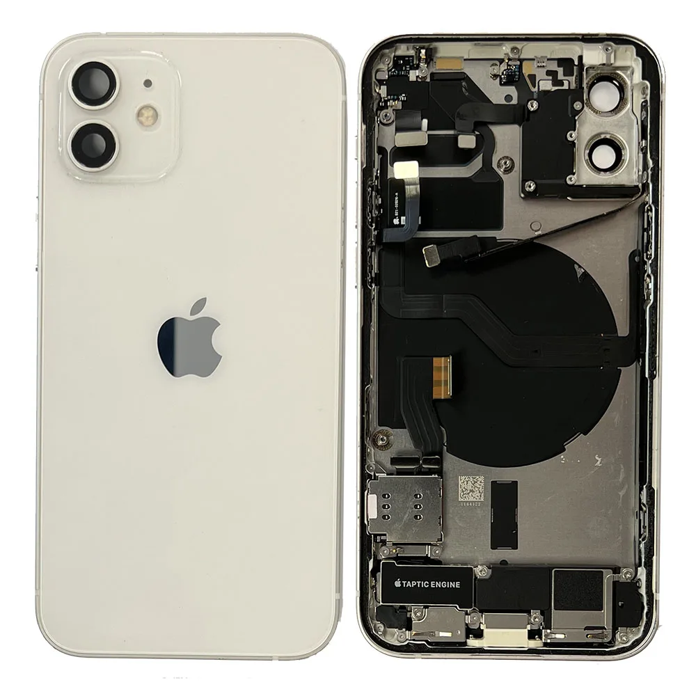 hseiph12wht.jpg Rear Back Housing With Parts For iPhone 12 - White - OEM Pulled