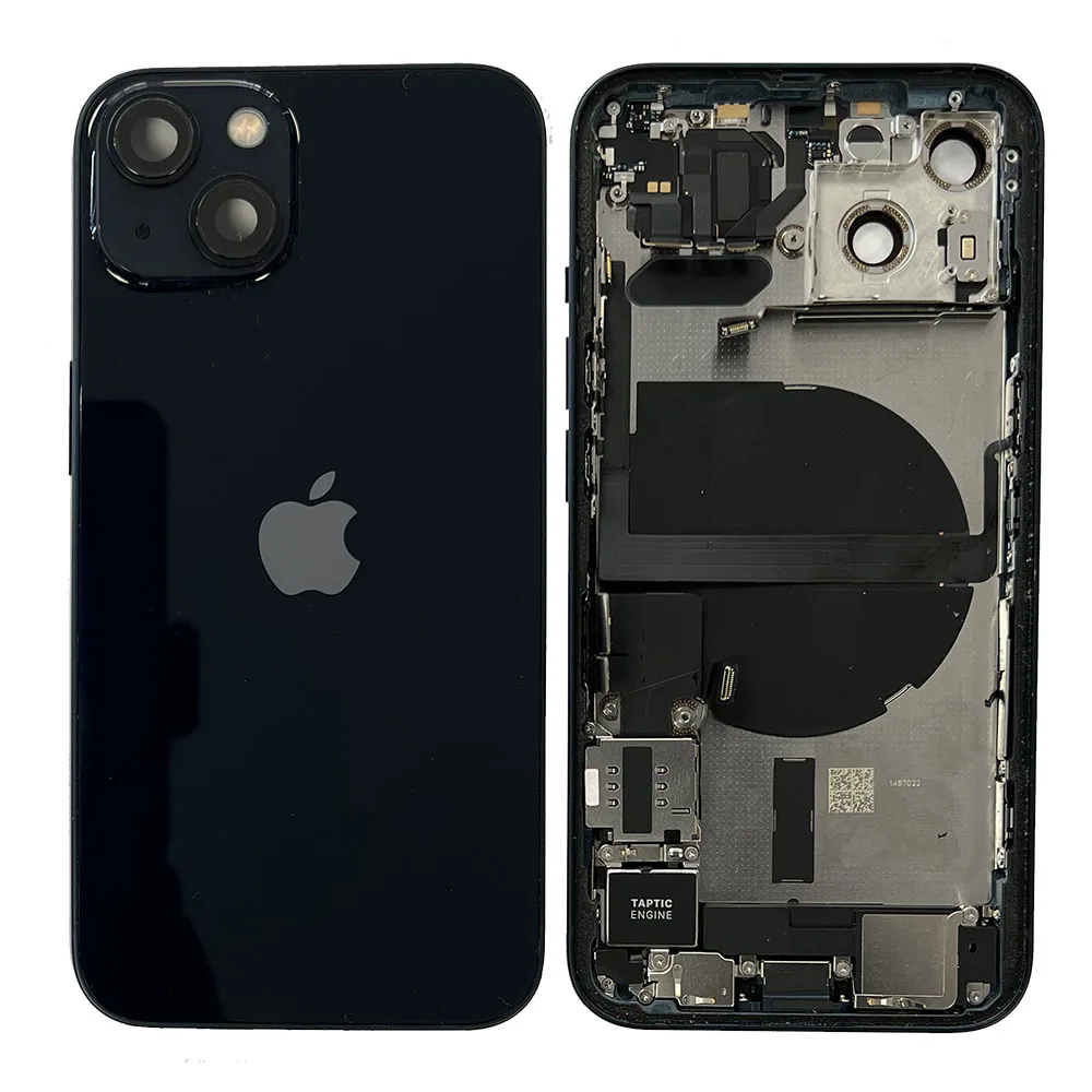 hseiph13blk.jpg Rear Back Housing With Parts For iPhone 13 - Black - OEM Pulled