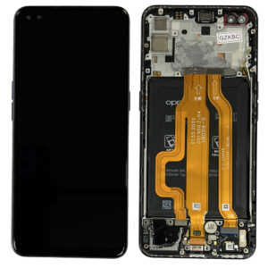 LCD Screen & Touch Digitiser With Frame & Battery For Oppo Reno4 5G – Black – OEM Pulled