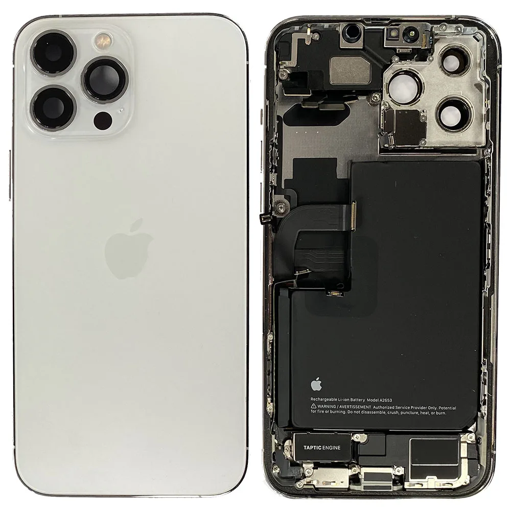 13promaxhousing.jpg Rear Back Housing With Parts For iPhone 13 Pro Max - Silver - OEM Pulled