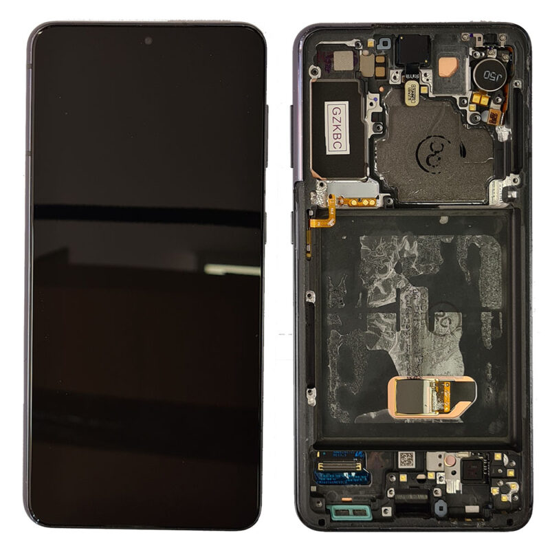 LCD Screen & Touch Digitiser With Frame For Samsung G991 Galaxy S21 5G - Grey - OEM Pulled