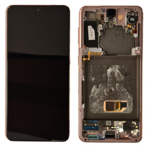 LCD Screen & Touch Digitiser With Frame For Samsung G991 Galaxy S21 5G - Pink - OEM Pulled