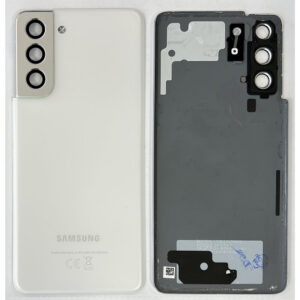 Rear Back Glass / Battery Cover With Camera Lens For Samsung G991 Galaxy S21 - Phantom White - OEM Pulled
