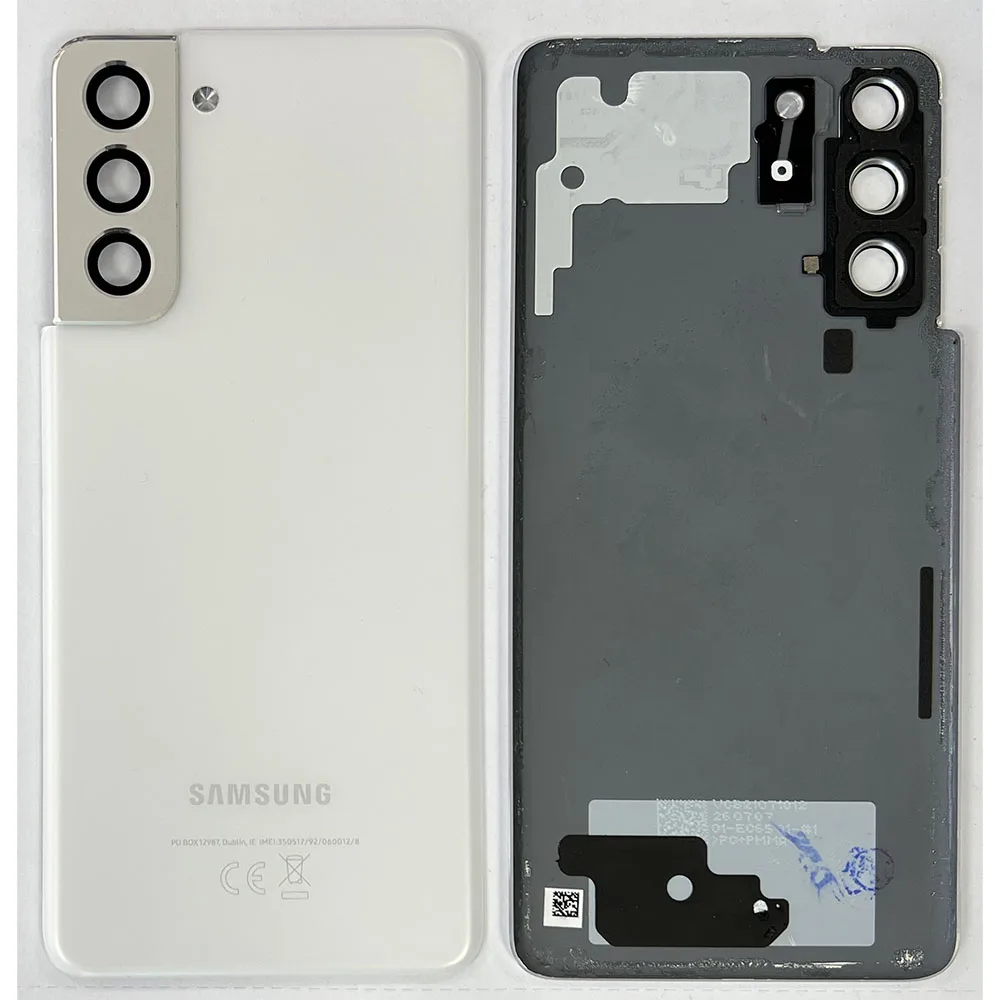 s21whtback.jpg Rear Back Glass / Battery Cover With Camera Lens For Samsung G991 Galaxy S21 - Phantom White - OEM Pulled