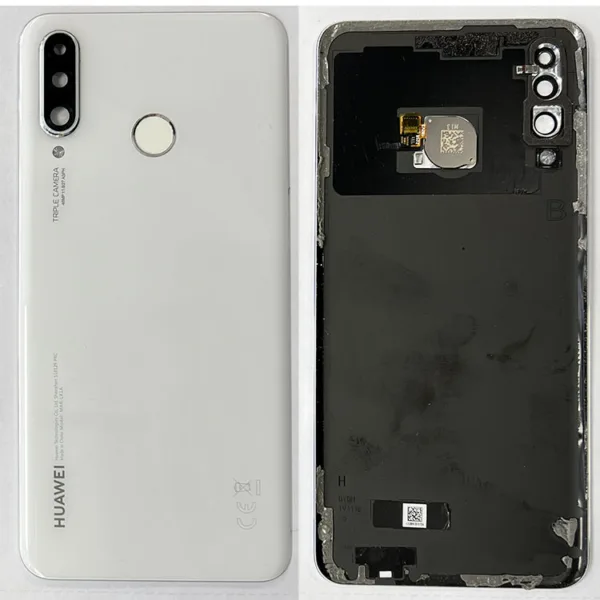 Rear Back Glass / Battery Cover With Camera Lens For Huawei P30 Lite MAR-LX1A – White – OEM Pulled