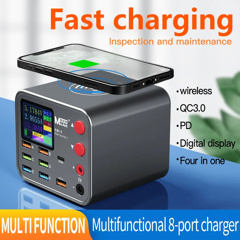 maantdianba3.jpeg MaAnt Dianba 1 Multifunctional 8 Port Charging Hub With Digitial Display & Wireless Charging