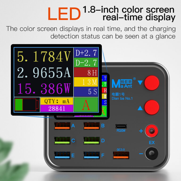 MaAnt Dianba 1 Multifunctional 8 Port Charging Hub With Digitial Display & Wireless Charging