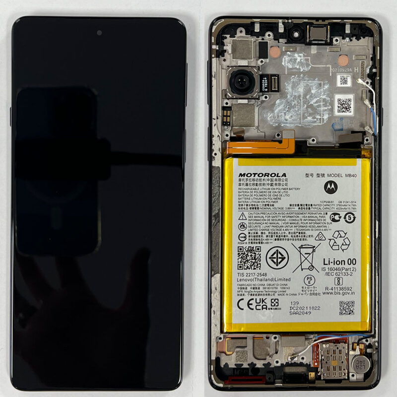 LCD Screen Touch Digitiser With Frame Battery For Motorola Edge 20 XT2143 – Black - OEM Pulled