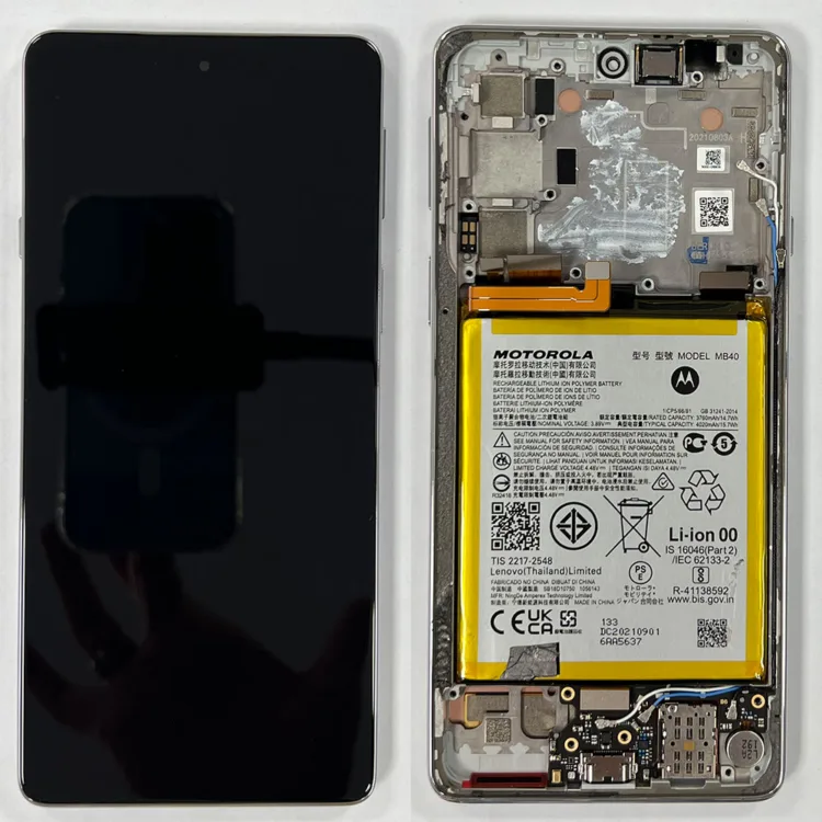 LCD Screen Touch Digitiser With Frame Battery For Motorola Edge 20 XT2143 – Silver - OEM Pulled