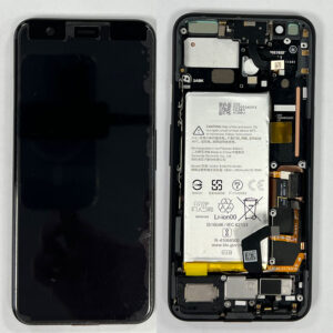 LCD Screen & Touch Digitiser With Frame & Battery For Google Pixel 4 – White Button – OEM Pulled