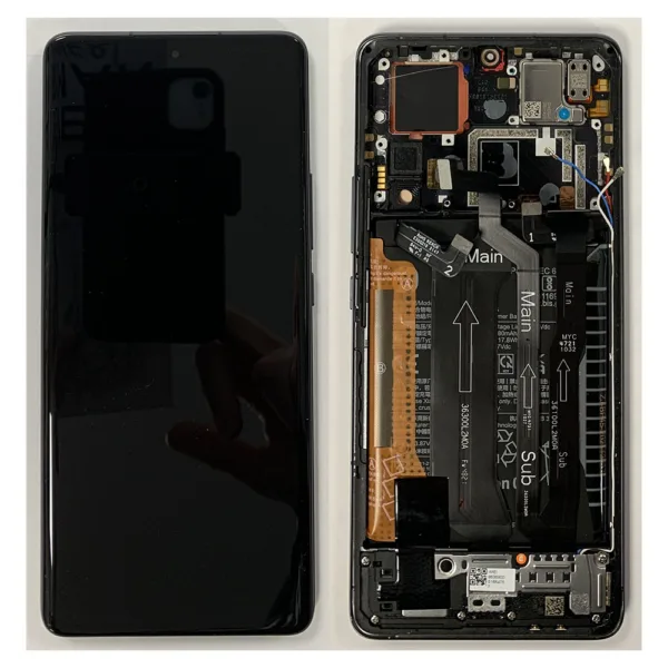 LCD Screen & Touch Digitiser With Frame & Battery For Xiaomi 12 Pro – Black - OEM Pulled