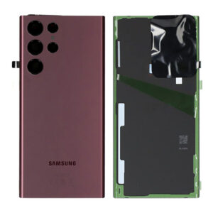 Genuine Samsung S908 Galaxy S22 Ultra Rear Back Glass / Battery Cover With Camera Lens - Burgundy