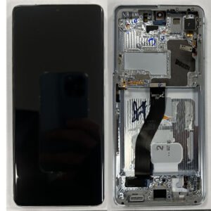 LCD Screen & Touch Digitiser With Frame For Samsung G998F Galaxy S21 Ultra 5G LCD - Silver - OEM Pulled
