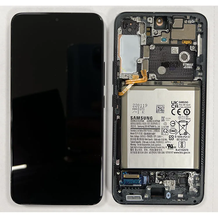 LCD Screen & Touch Digitiser With Frame For Samsung S901 Galaxy S22 5G – Black – OEM Pulled