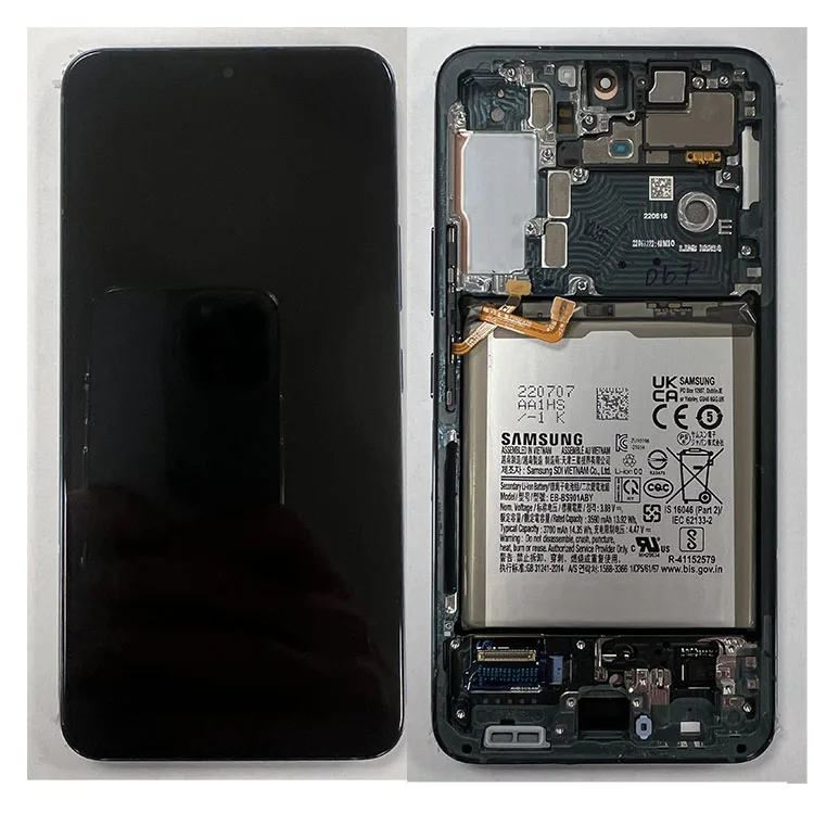 LCD Screen & Touch Digitiser With Frame For Samsung S901 Galaxy S22 5G – Green – OEM Pulled