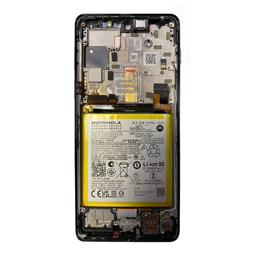 LCD Screen Touch Digitiser With Frame Battery For Motorola Edge 20 Pro – Black - OEM Pulled