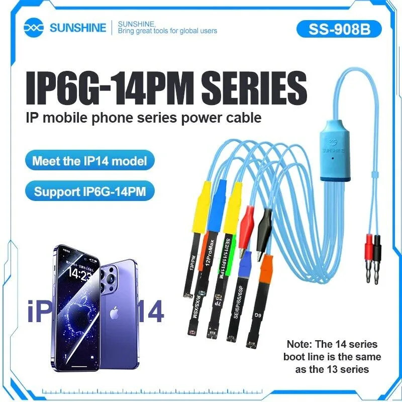 Sunshine SS-908B USB DC Power Test Cable For iPhone 6 to iPhone 14 Series