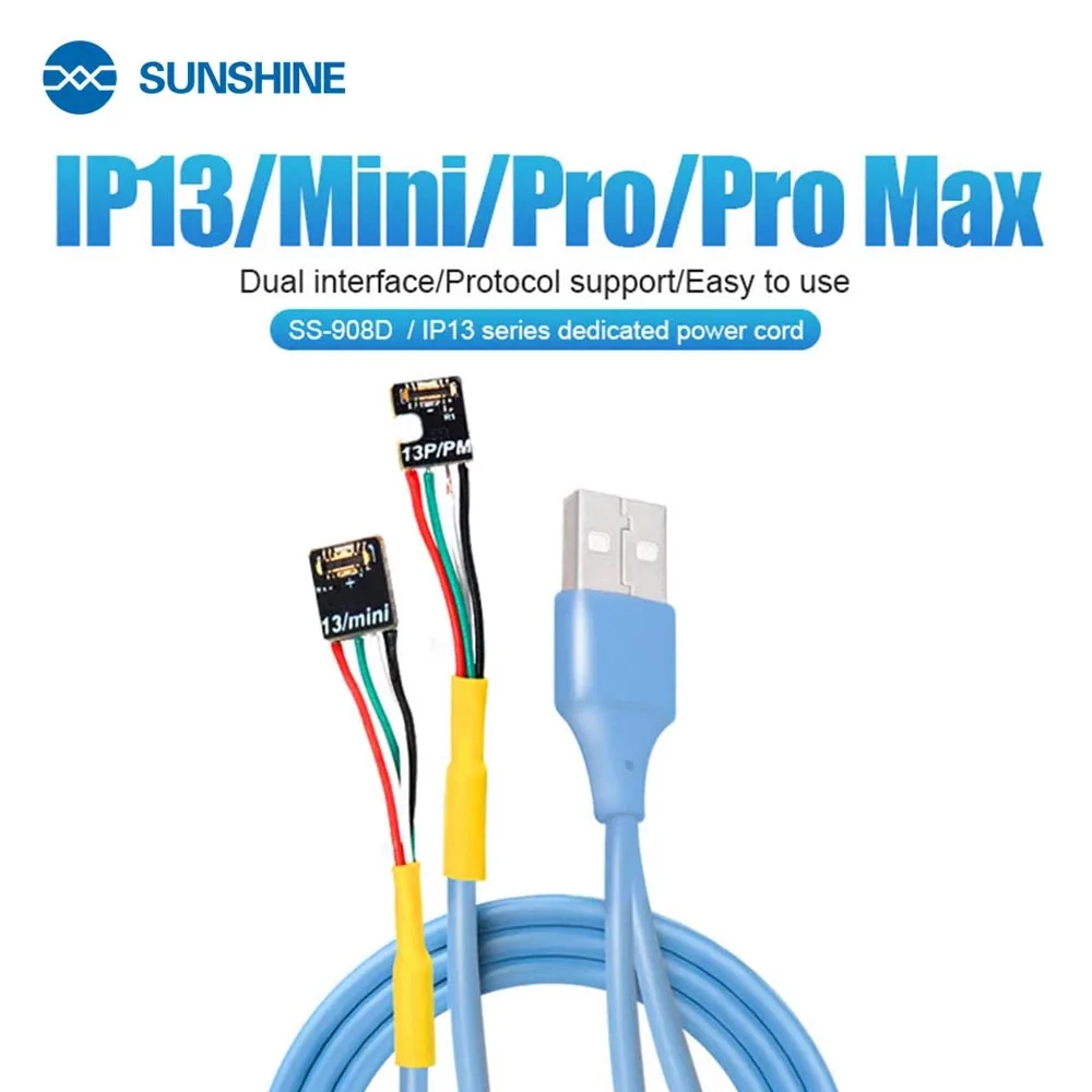 ss908d.jpg Sunshine SS-908D USB DC Power Supply Test Cable For iPhone 13 mini / 13 / 13 Pro / 13 Pro Max - Image 1