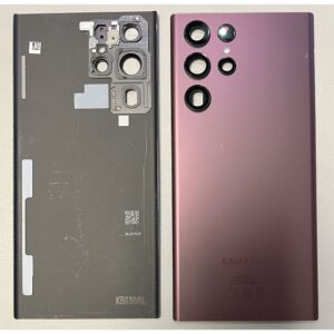 Rear Back Glass / Battery Cover With Camera Lens For Samsung S908 Galaxy S22 Ultra - Burgundy - OEM Pulled