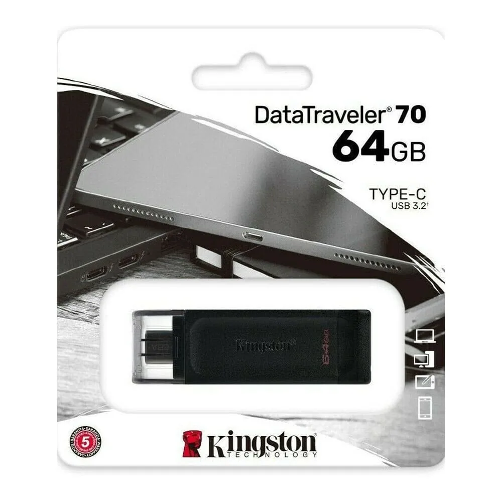 dt7064gb.jpeg Kingston DataTraveler 70 64GB USB 3.0 Type-C Flash Stick Pen Memory Drive