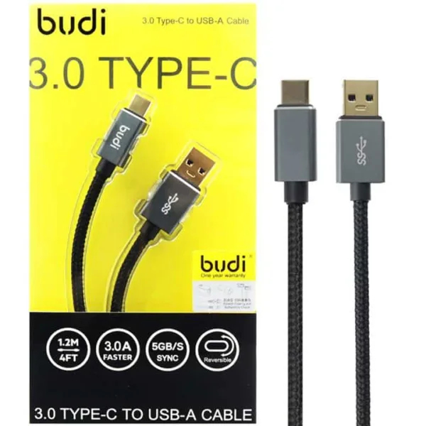 budi Type-C To USB-A USB 3.0 Braided Charge / Sync Cable - 1.2m