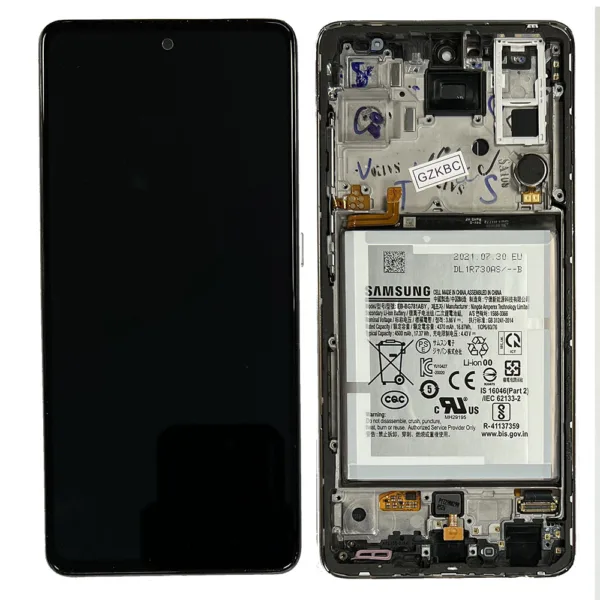 LCD Screen & Touch Digitiser With Frame & Battery For Samsung A526B Galaxy A52 5G - Silver - OEM Pulled