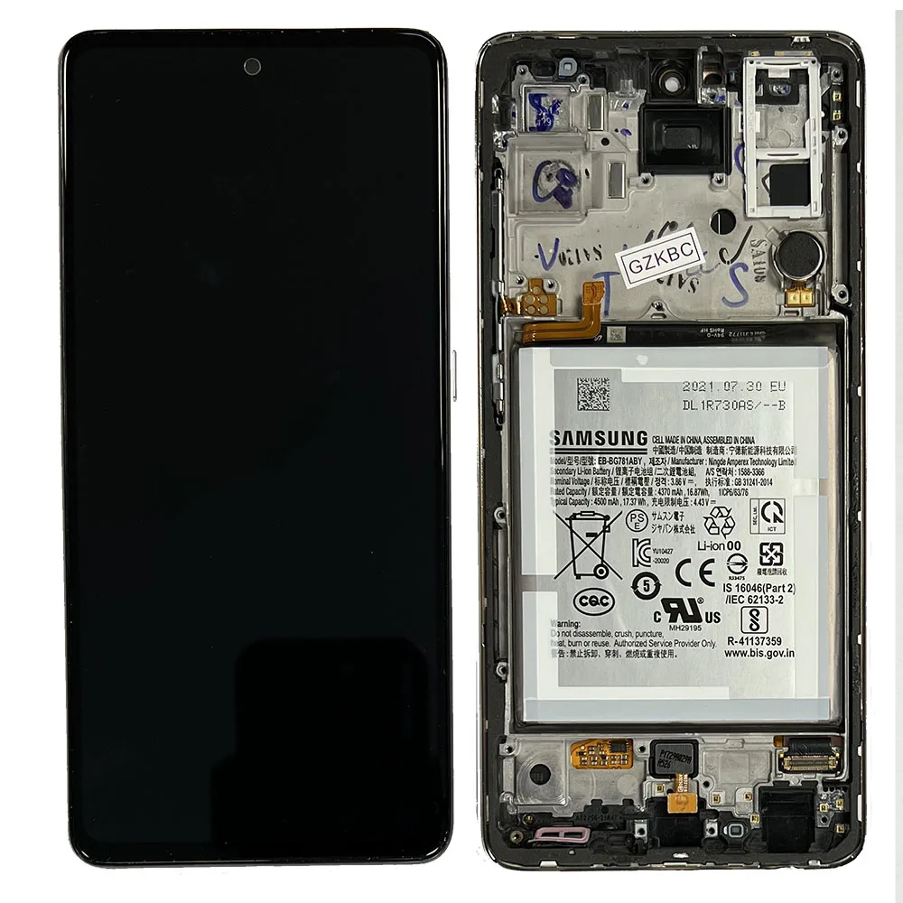 LCD Screen & Touch Digitiser With Frame & Battery For Samsung A526B Galaxy A52 5G - Silver - OEM Pulled - Image 1