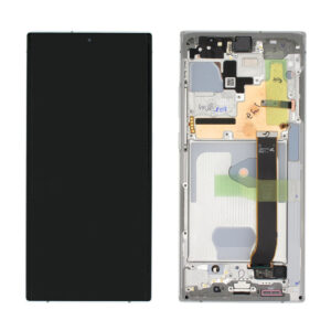 LCD Screen & Touch Digitiser With Frame For Samsung N985F Galaxy Note 20 Ultra – Silver – OEM Pulled