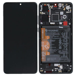 LCD Screen & Touch Digitiser With Frame & Battery For Huawei P30 - Black - OEM Pulled