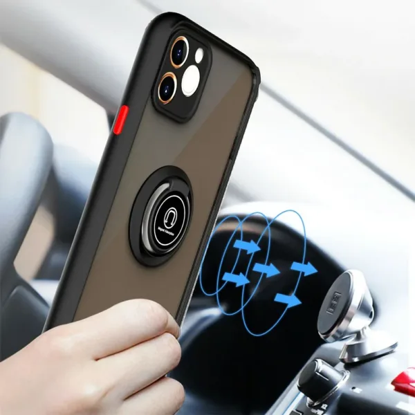 Frosted Hybrid Case With Magnetic Ring Stand – Xiaomi - Black, Redmi Note 10 Pro