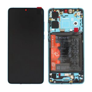 For Huawei P30 Genuine LCD Screen & Touch Digitiser With Frame & Battery - Aurora Blue - New Version