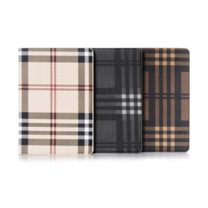 For iPad Check Pattern Design Folio Wallet Case Cover With Card Slots