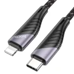 Hoco Aluminium Shell Nylon Braided PD 20W USB-C To Lightning Fast Charge / Sync Cable – Black