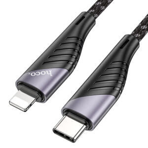 Hoco Aluminium Shell Nylon Braided PD 20W USB-C To Lightning Fast Charge / Sync Cable – Black