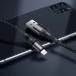 Hoco Aluminium Shell Nylon Braided 2.4A Lightning Fast Charge / Sync Cable - Black - Image 2