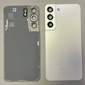 For Samsung S901 Galaxy S22 Rear Back Glass / Battery Cover With Camera Lens - White - OEM Pulled