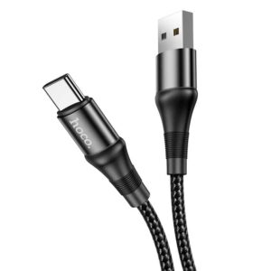 Hoco Aluminium Shell Nylon Braided 3.0A USB-C Fast Charge / Sync Cable - Black