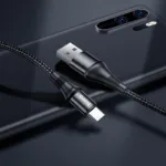Hoco Aluminium Shell Nylon Braided 3.0A USB-C Fast Charge / Sync Cable - Black - Image 2