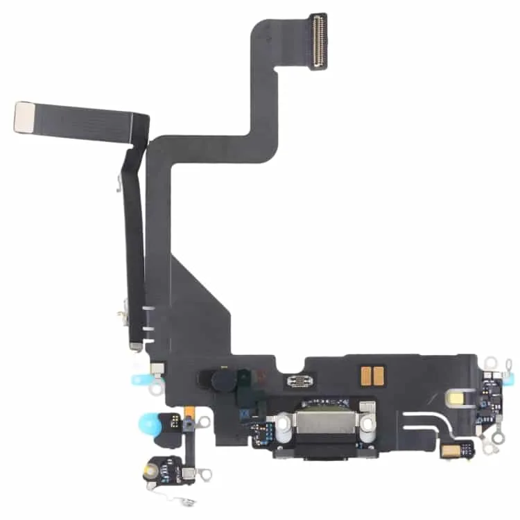 14prochg For iPhone 14 Pro Charging Port Dock Connector Flex Cable & Microphones - Black